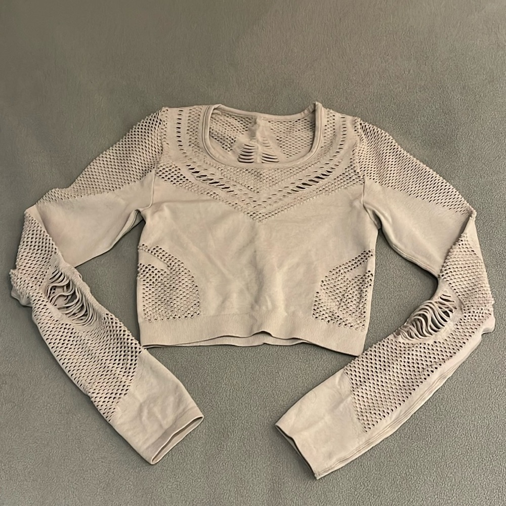 Alo Yoga Siren Long Sleeve Mesh Crop Top
